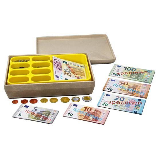 Wissner Kasa z banknotami i monetami euro