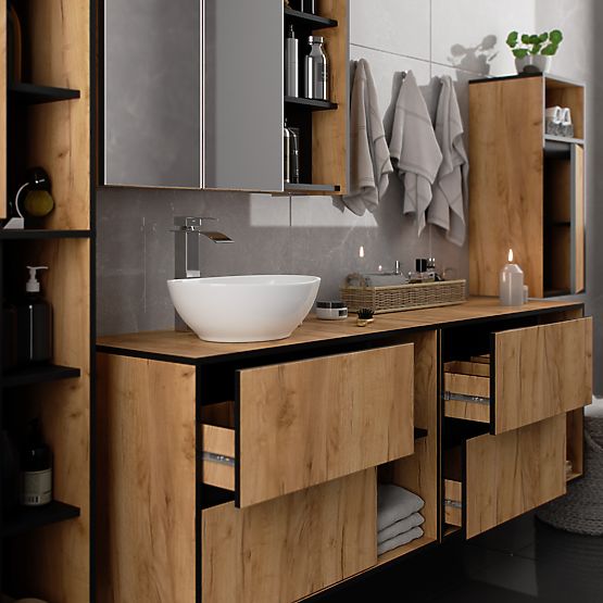 WISZĄCA SZAFKA ŁAZIENKOWA VAMI W35 1D 1W DĄB CRAFT / CZARNY