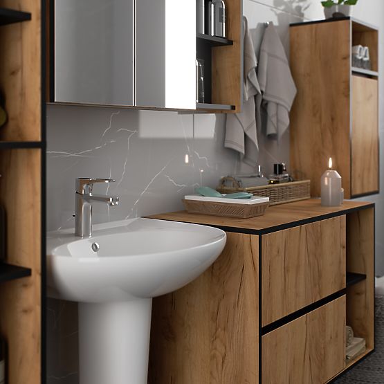 WISZĄCA SZAFKA ŁAZIENKOWA VAMI W35 1D 1W DĄB CRAFT / CZARNY