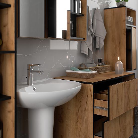 WISZĄCA SZAFKA ŁAZIENKOWA VAMI W35 1D 1W DĄB CRAFT / CZARNY