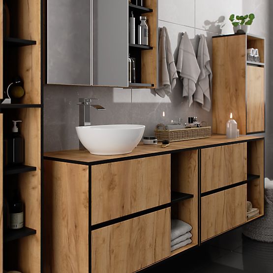 WISZĄCA SZAFKA ŁAZIENKOWA VAMI W35 1D 1W DĄB CRAFT / CZARNY