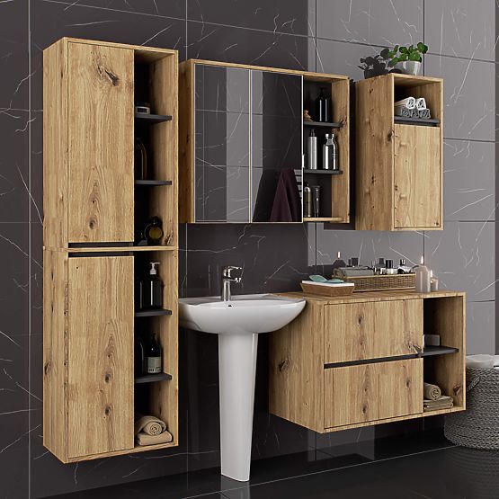 WISZĄCA SZAFKA ŁAZIENKOWA VAMI W50 2D 6P DĄB ARTISAN / GRAFIT SZARY