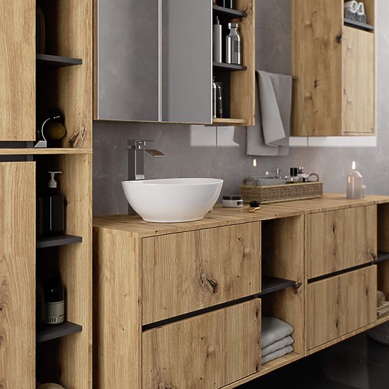 WISZĄCA SZAFKA ŁAZIENKOWA VAMI W50 2D 6P DĄB ARTISAN / GRAFIT SZARY