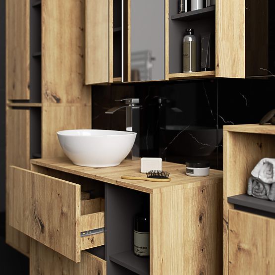 WISZĄCA SZAFKA ŁAZIENKOWA VAMI W50 2D 6P DĄB ARTISAN / GRAFIT SZARY