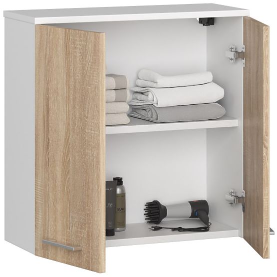 WISZĄCA SZAFKA SZEROKOŚĆ 60 cm FIN 2D BIAŁA / SONOMA