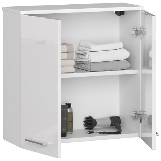 WISZĄCA SZAFKA SZEROKOŚĆ 60 cm FIN 2D BIAŁY POŁYSK