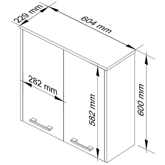 Wisząca szafka W 60 cm FIN 2D - biała-grafitowa szara