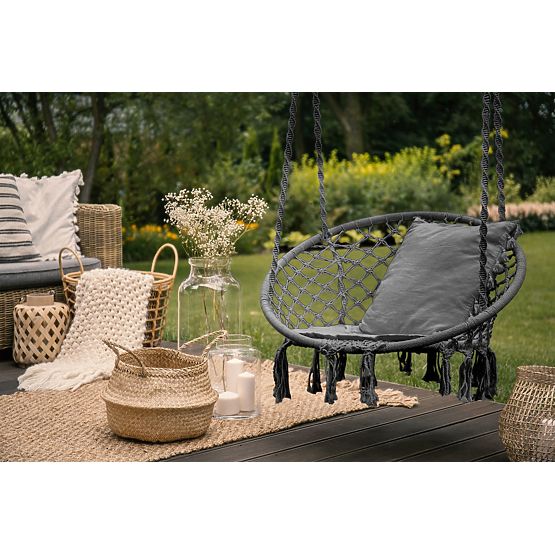 Wiszący fotel bujany - szary