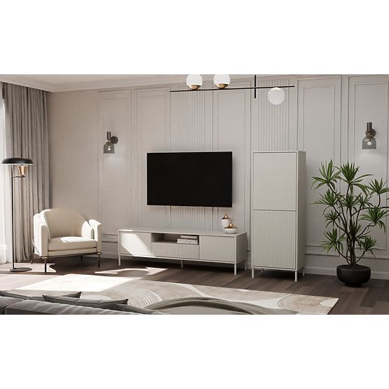 Witryna KAMARO 2DK SLIM/GŁADKI KAŻMIR Żebrowany + Klasyczny Panel Frontowy