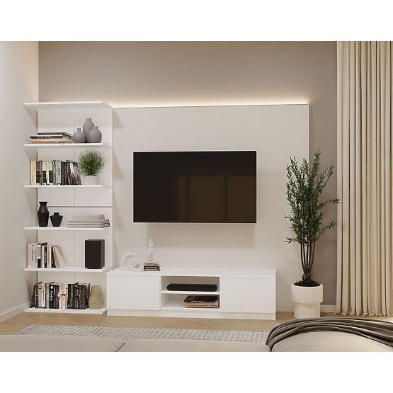 WYSOKI BIAŁY REGAŁ 6P 180 cm 6 Półek na Książki i Dokumenty do Biura i Salonu