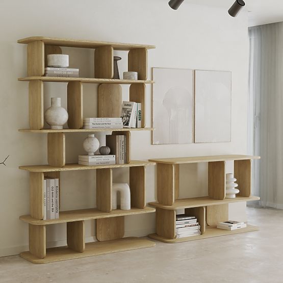 Wysoki regał Tulumo, zaokrąglony, Dąb Cremona Torro