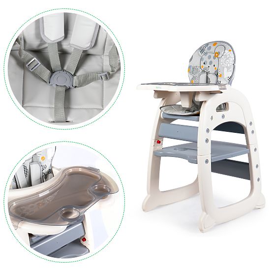 Wyżywienie krzesło Mouse 2v1 - siwy