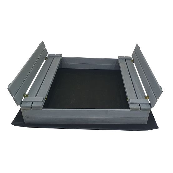 Zamykana piaskownica z ławkami 120x120 cm - szara