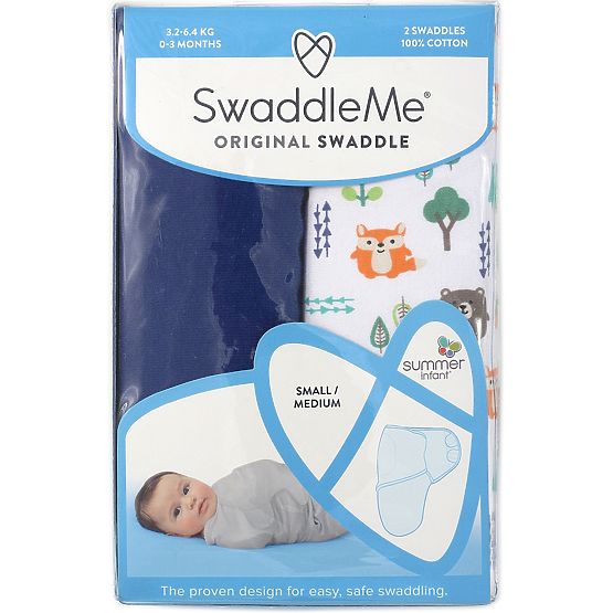 Zawijak SwaddleMe S niebieski / leśny motyw 2szt
