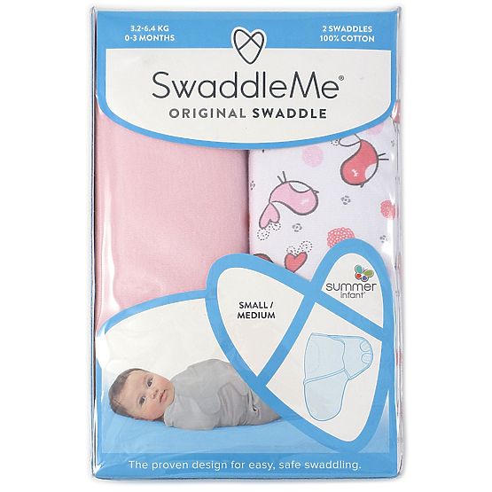 Zawijak SwaddleMe S różowy / ptaszki 2szt