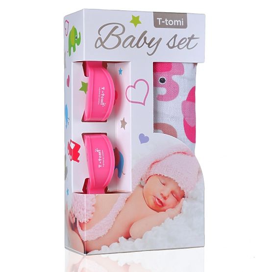 Zestaw Baby - ręcznik bambusowy + klips do wózka