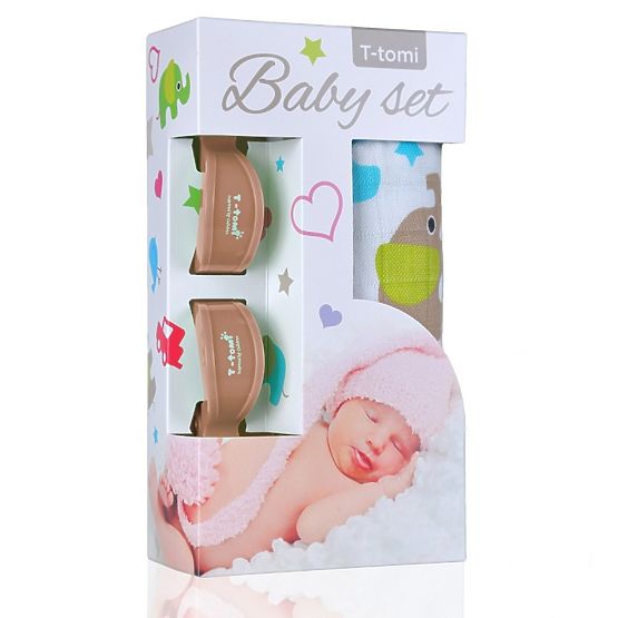 Zestaw Baby - ręcznik bambusowy + klips do wózka