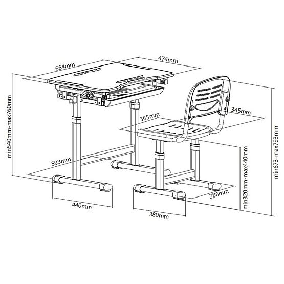 Zestaw Bambino biurko+krzesło - różne kolory