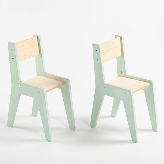 Zestaw dziecięcy stół i dwa krzesła z akcesoriami - miętowy