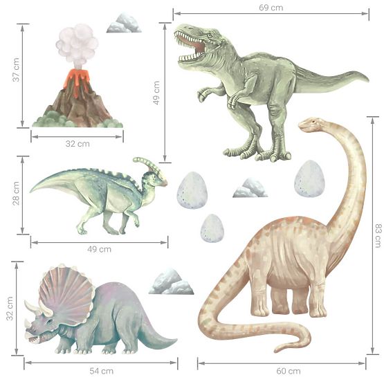 Zestaw naklejek ściennych - Dinozaury