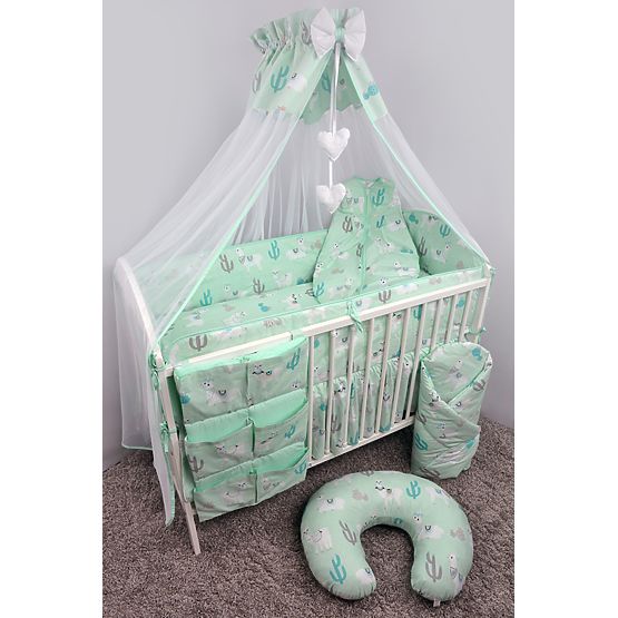 Zestaw pościel do łóżko 135x100 cm Lama - mięta