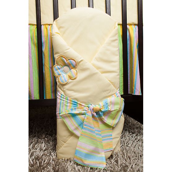 Zestaw pościeli do łóżka 120x90cm Kwiaty -  żółta