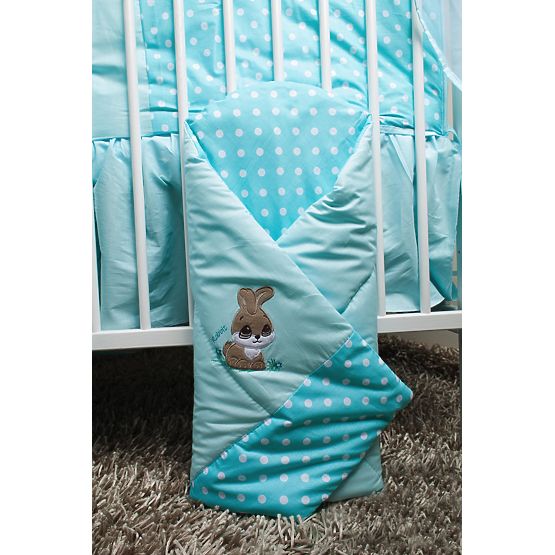 Zestaw pościeli do łóżka 135x100cm Królik - turkusowa