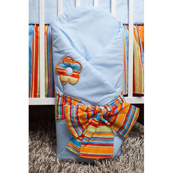 Zestaw pościeli do łóżka 135x100cm Kwiaty - niebieska 