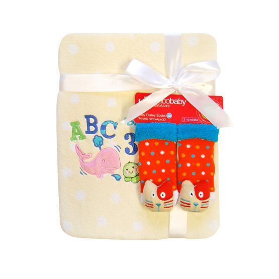 Zestaw upominkowy - pluszowy  koc + skarpety SET 7