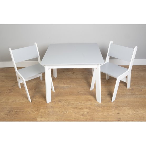 Ourbaby - Stół i krzesła dziecięce - szaro-białe