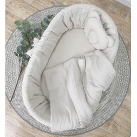 Wiklinowe łóżeczko z wyposażeniem dla niemowlaka - beżowe, Ourbaby