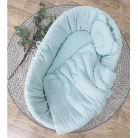 Wiklinowe łóżeczko z wyposażeniem dla niemowlaka - miętowe, TOLO