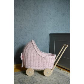Wiklinowy wózek dla lalek - różowy, Ourbaby