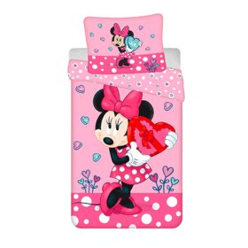 Pościel dziecięca 140 x 200 cm + 70 x 90 cm serduszka Minnie, Sweet Home, Minnie Mouse