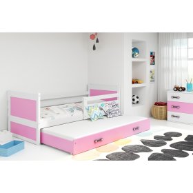Dziecięca łóżko z łóżko Rocky - białe i różowe