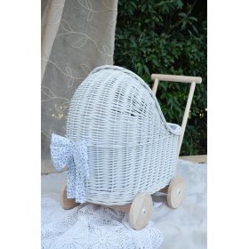 Wiklinowy wózek dla lalek - biały, Ourbaby
