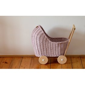 Wiklinowy wózek dla lalek Lila - różowy, LILU