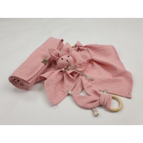 Komplet muślinowy niemowlęcy - różowy, TOLO