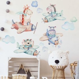 Naklejka ścienna - Zwierzęta w samolotach, Housedecor