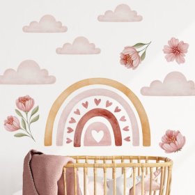 Naklejka ścienna - Tęcza z kwiatami, Housedecor