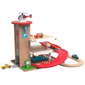 2Kids Toys Drewniany garaż z torem kolejowym, 2Kids Toys