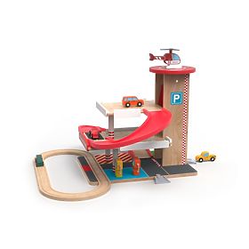 2Kids Toys Drewniany garaż z torem kolejowym, 2Kids Toys