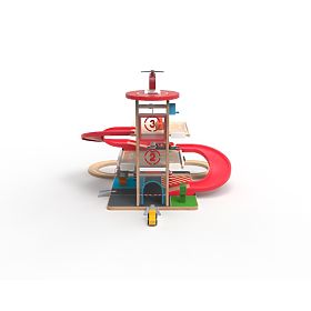 2Kids Toys Drewniany garaż z torem kolejowym, 2Kids Toys