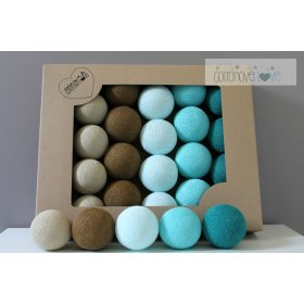 Bawełna świecący LED piłki Cotton Balls - turkusowe, cotton love