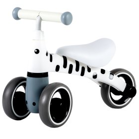 Rowerek bez pedałów Mini - biały z czarny paski, EcoToys