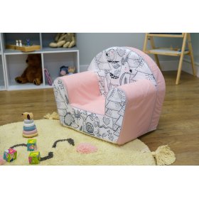 Krzesełko dla dziecka Zwierzęta leśne - różowo-czarno-białe, Delta-trade