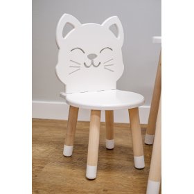 Stolik dziecięcy z krzesłami - Kot - biały, Ourbaby