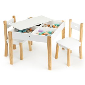 Drewniany stół dziecięcy z krzesłami Natural