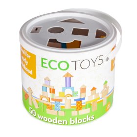 Kolorowe klocki drewniane 50 szt, EcoToys