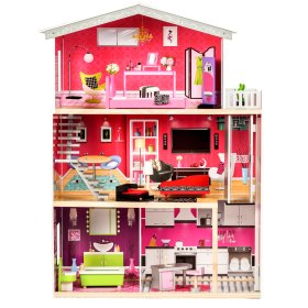 Drewniany domek dla lalek z windą Kayla, EcoToys